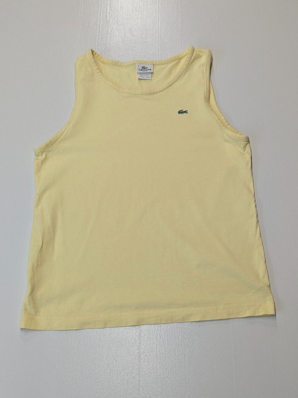 Lacoste Size 4 Slim Fit (Translates to Men's Medium) Yellow 100% Cotton Tank Top